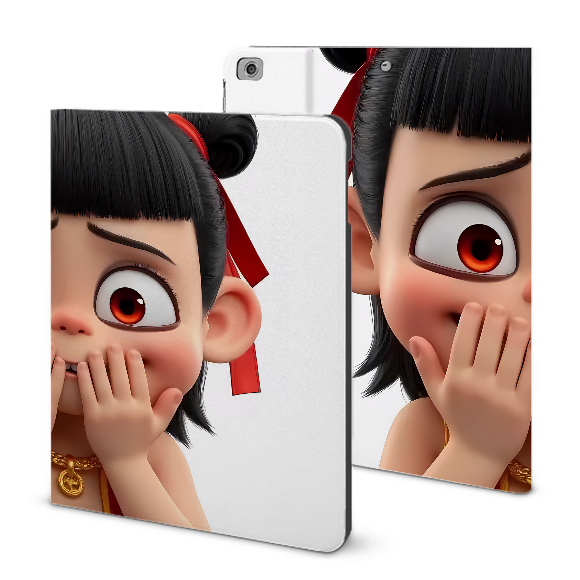 （画像用） Ne Zha 2 ナタ 魔童の大暴れ IPad ケース ブック型 PUレザー TPU 耐衝撃 軽量 薄型 ペン収納なし 全面保護 IPad 各モデル対応